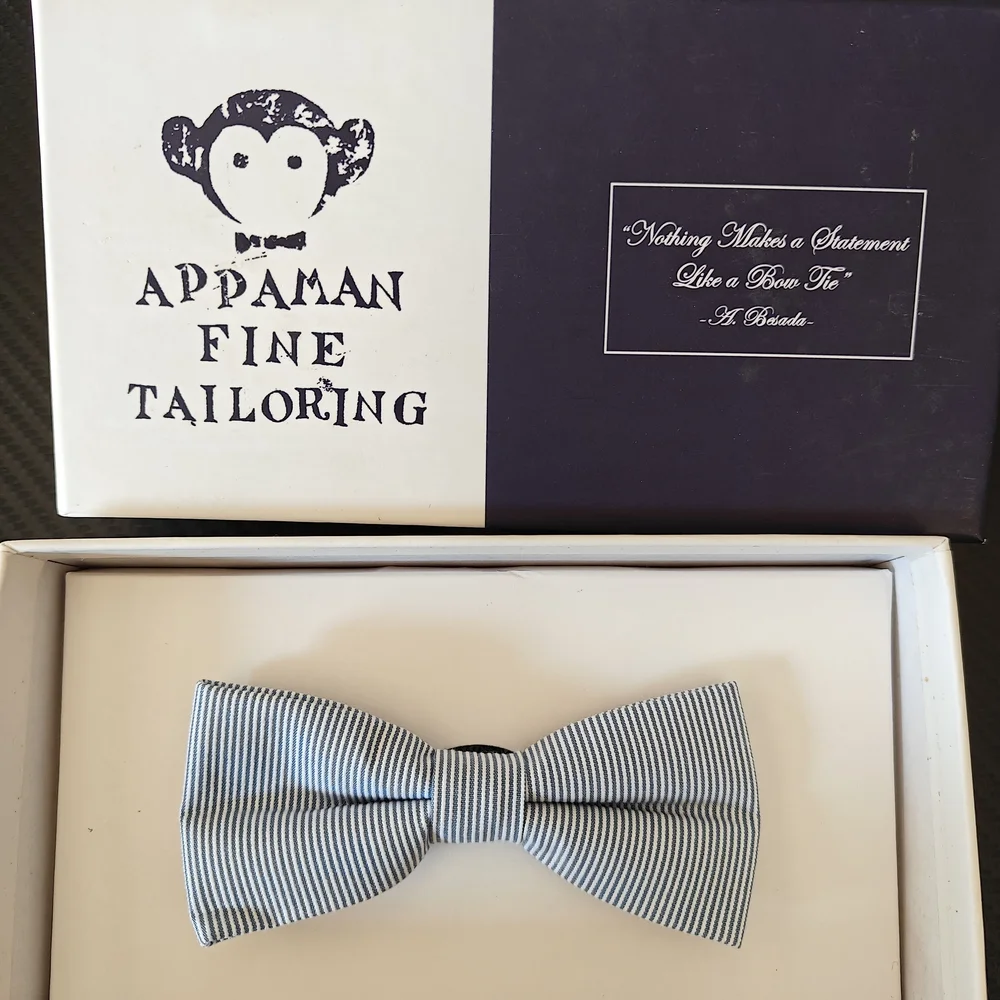 Appaman Classic Striped Bow Tie - Black and White